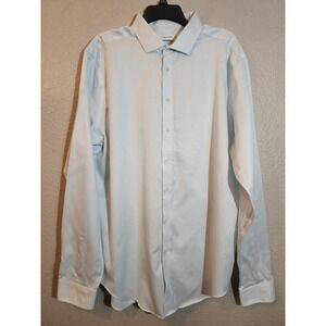 Calvin Klein Men's Dress Shirt Size 18 38/39 Slim Tall Baby Blue Long Sleeve